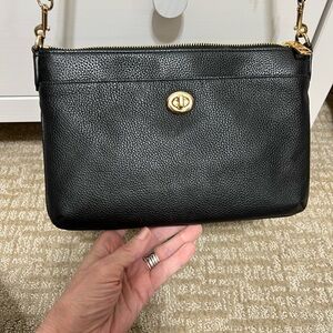 Coach black pebbled leather crossbody